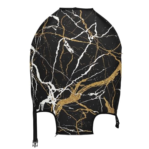 Joisal Luggage Protector Suitcase Cover Cute Baggage Floral Travel Essentials for Women Black Marble Gold, S, Fits 18-20 Inch Case2