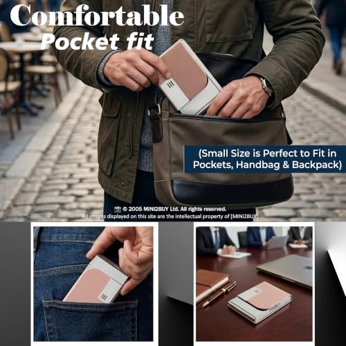 Image of Mini2buy Customized Name Engraved Card Holder for Credit, Debit, ATM, and Business Visiting Cards from Premium Stainless Steel Size Ideal for Personal use or Corporate Gifting (Pink)