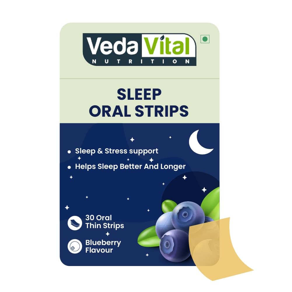 Veda Vital Nutrition Sleep Oral Strips | Pack of 1 contains 30 Thin Oral Strips ( Blueberry Flavour ) | Vegan | Quick Absorption | Supports Sleep Quality, Mood Improvement, Stress Relief & Sleep Cycle Regulation (B0CSSPQQB2) Amazon Price History, Amazon Price Tracker