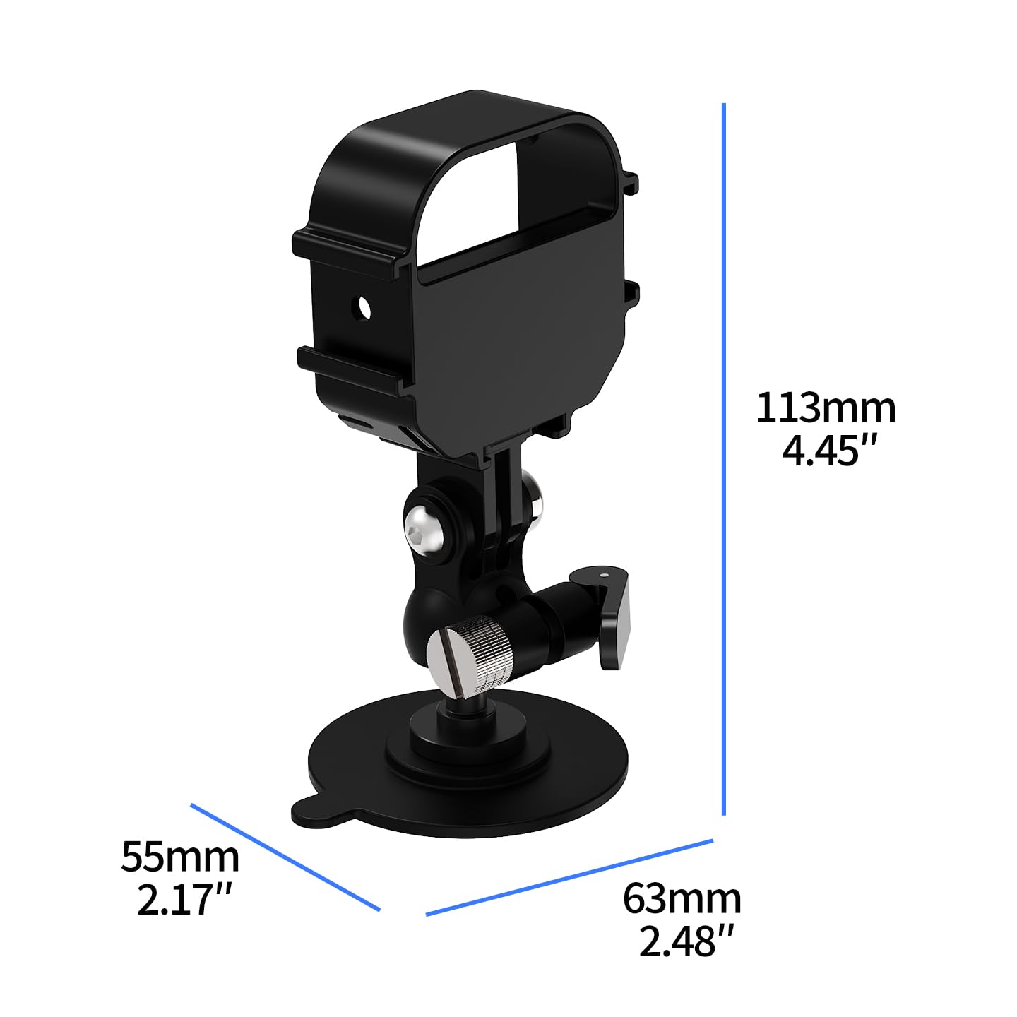 Jaula magnética para cámara de pulgar con triple zapata fría compatible con cámara de acción GO Ultra (soporte de succión nano-adhesivo)