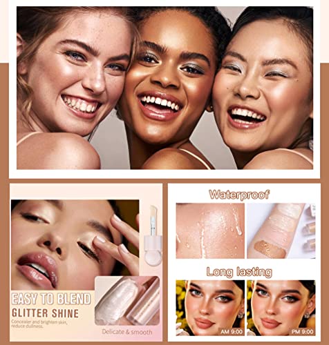 Liquid Highlighter, Highlight Body Shimmer, Waterproof Smooth Cream Highlighter, Longlasting Face Liquid Highlighter, Body Highlighter Moisturizing Liquid Illuminator For Face & Body (#1) #TOP5