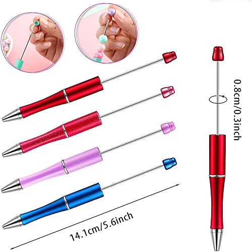 Aekan Plastic Beadable Pen Bead Ballpoint Assorted Bead Pen Shaft Black Ink Rollerball Pen With Decorative Bead For Office Supplies (Elegant) #TOP5