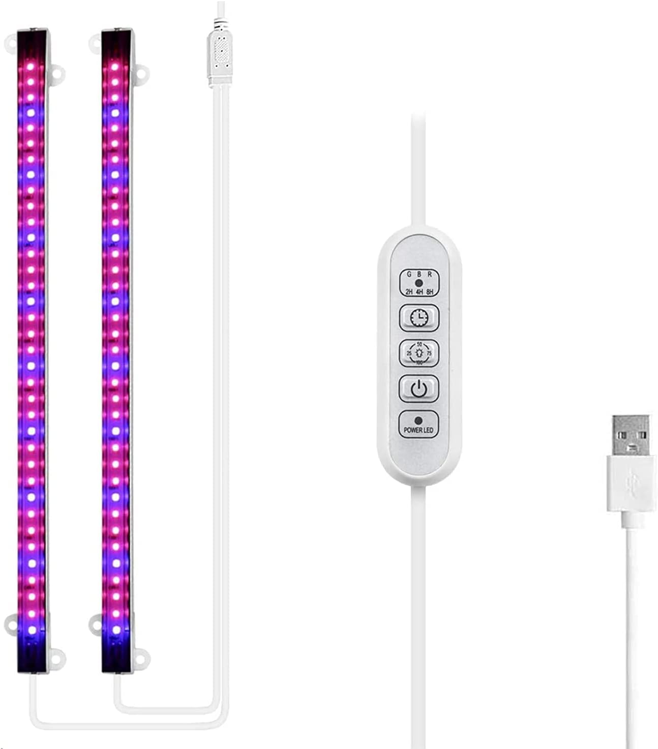 Sondiko LED Grow Light Strip, Auto On&Off Every Day Grow Light with Upgraded Controller, 48 LEDs, 4 Dimmable Levels for Indoor Plants, 2 Pack