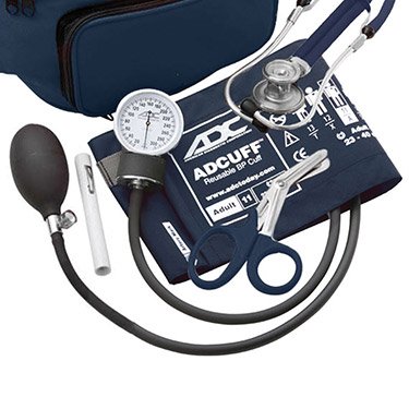 ADC Pro's Combo IV Adult Fanny Pack Essentials Kit with Prosphyg 760 Pocket Aneroid Blood Pressure Sphygmomanometer, Adscope 641 Sprague Stethoscope, 7.25