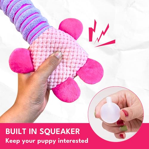 Image of Dog Toys with Sound - Plush Chew & Squeaker & Toy - Interactive Chew Toy - Non-Toxic Play Dog Toy - Small, Medium, & Large Dogs - Long Neck Toys for Dogs (Long Neck Pig (Pink))