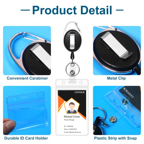 Lydtick 50Pack Retractable Badge Holders With Id Card Holders In Bulk, Heavy Duty Badge Reels Clip Retractable Keychain Vertical Style Id Holder With 24 Inches Pull Cord For Doctor Nurse Office Lab #TOP2
