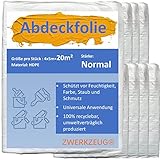 ZWERKZEUG® 8Stk Set je 4m x 5m Maler 7μm Abdeckfolie Transparente Staubschutzfolie Plastikplane Allzweck-Folie Malerplane Malerfolie Abdeckvlies Abdeckplane Malerarbeit
