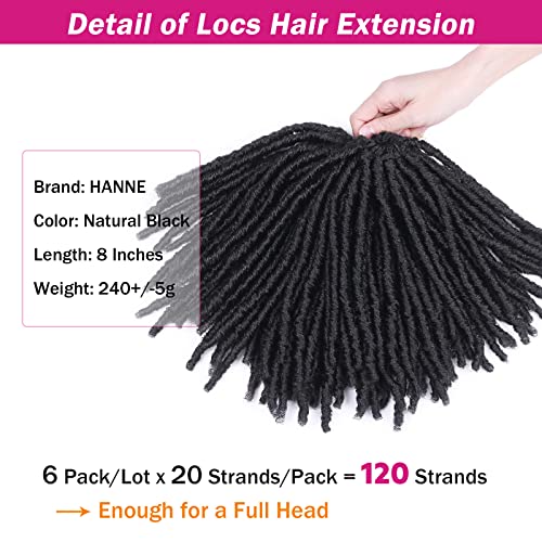 Hanne 120 Strands 6 Packs Goddess Locs Crochet Hair Pre-Looped Dreadlock Extensions For Black Women Faux Locs Dreadlock Crochet Hair (Natural Color) #TOP3
