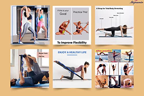 Signamio Unisex Yoga Strap Stretching Belt For Women And Men Extra Thick For Exercise Posture Cotton Band Flexible Strap Workout Fitness (12 Loop Belt - Blue-Red) #TOP5