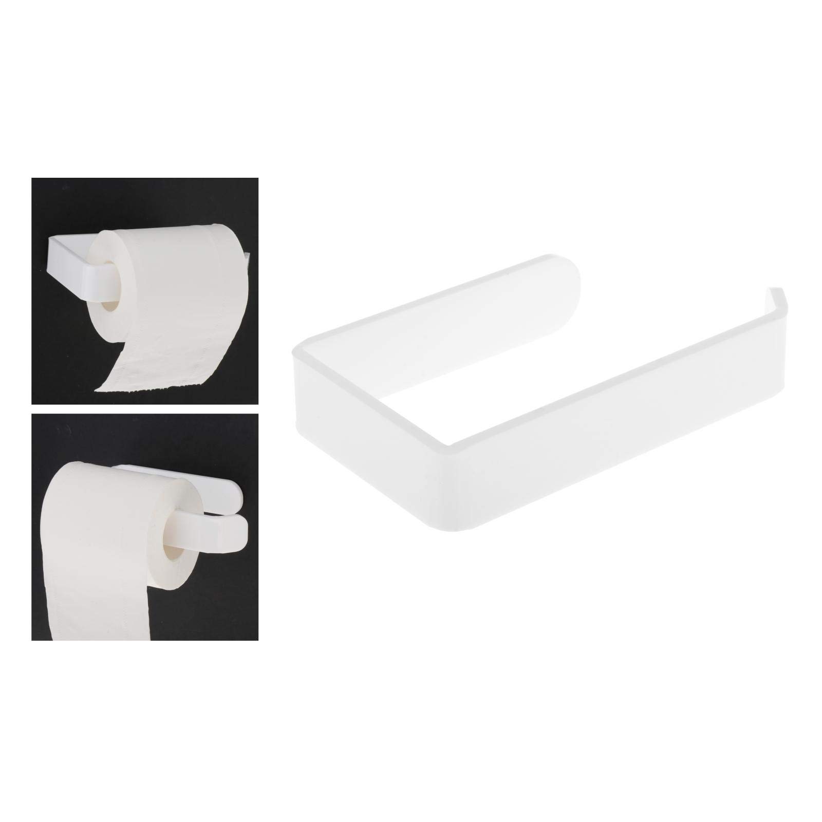 Portarrollos de papel higiénico acrílico adhesivo blanco para azulejos de baño y cocina, fácil de instalar sin taladrar