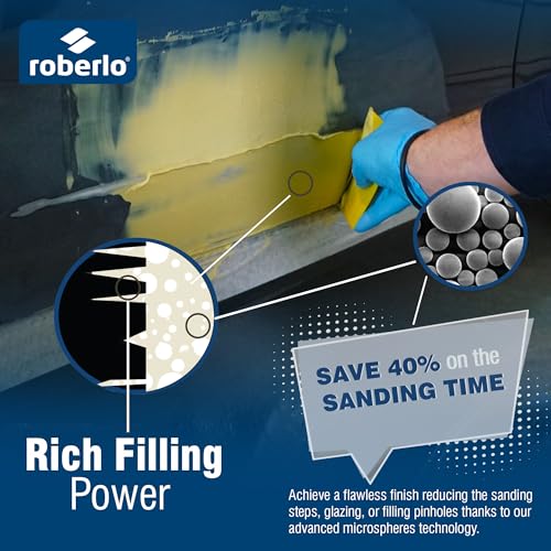 Roberlo Maxifill Plus Premium Lightweight Body Filler - Ultra Lightweight & Paintable for Car Repairs - Adheres to Fiberglass, Metal, Plastic & More - Ideal for Dents & Scratches-3 Liters + 2 Hardener - Thumbnail 5