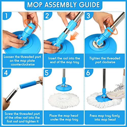 Spin Mop Replacement Handle 360 Degree Spin Mop Pole Handle Replacement Rotating Telescopic Mop Handle Blue Stick For Mop And Head Replacement Spinning Household Cleaning Accessories For Home Cleaning #TOP2