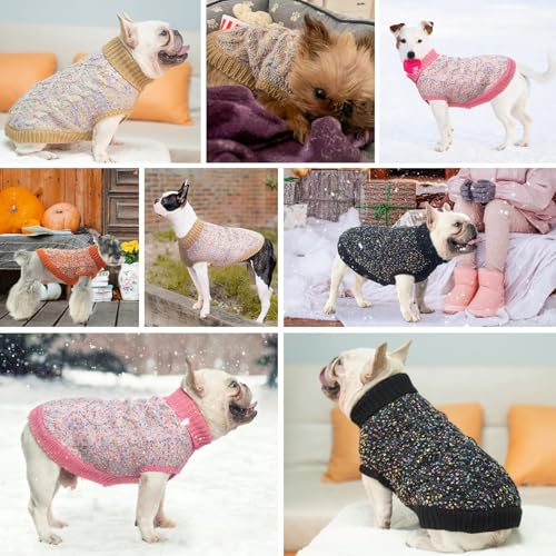Image of BEAUTYZOO Dog Sweaters for Medium Dogs, Knit Clothes with Harness Hole | Turtleneck Pullover Fall Winter Knitwear, Fuzzy Fleece Cold Weather Coat for Girl Boy Puppy, Warm Pet Sweatshirt, Orange M