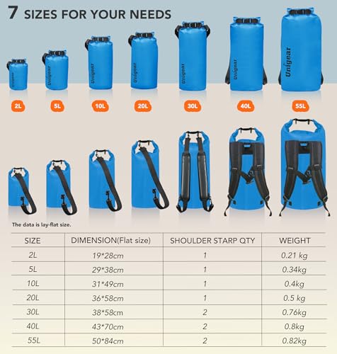 Image of Unigear Floating Waterproof Dry Bag for Kayaking, 2L /5L /10L /20L /30L /40L | Lightweight Gear Storage, Waterproof Phone Case Included, For Boating, Fishing, Swimming, Camping, Beach And Paddle Boarding