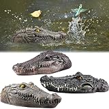 Silipull 3 Pcs Floating Alligator Head Decoy Pool Accessories 12.6 Inch Fake Alligator Pool Float Decoy for Goose, Duck Control, Garden and Patio Accessories (Casual)