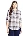 Paper + Tee Women's Plus-Size Open Collar Plaid Printed Top