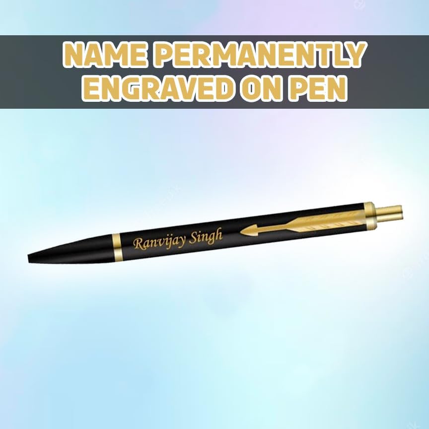 Image of Savri Personalized Parker Black Ball Pen with Name Engraved.Ideal for Corporate Gifting, Special Occasions - Customized Name- Best Gift for Birthdays, Professionals, Graduation, Promotion, Anniversary
