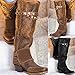 ZODOF botas altas mujer Retro Costilla Elegante Botas hasta la rodilla Grueso...