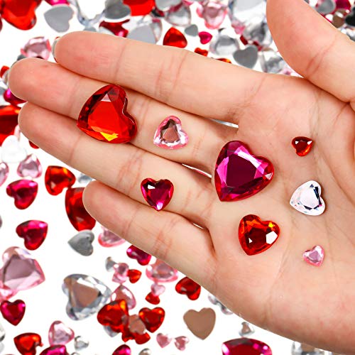 1032 Strass A Cuore In Acrilico, 4 Misure (6-18mm) E 4 Colori, Per Bomboniere San Valentino E Fai Da Crea - 3