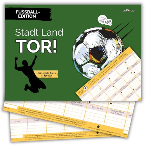 SnaPmee City Land Tor by snaPmee - Juego de cartas de fútbol para aficionados, jugadores y entrenadores - Regalo para adolescentes + adultos - 50 hojas DIN A4