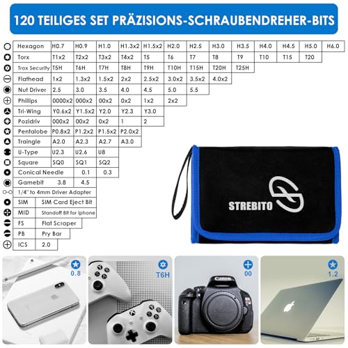 STREBITO Elektronik-Präzisionsschraubendreher-Sets 142-teilig mit 120 Bits Magnetisches Reparaturwerkzeug-Set für iPhone, MacBook… – Ansicht 2
