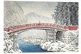 Posterlounge Puente de Shinkyo en Nikko bajo la nieve Cuadro de metacrilato de Kawase Hasui 60 x 40 cm Cuadros Decoración para la pared
