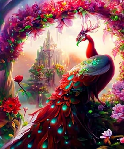 XFENDOUDOU 11CT Stamped Cross Stitch Kits for Adults Beginners DIY Pre-Printed Embroidery Needlework Kit 40x50cm Peacock Pattern with Home Wall Decor