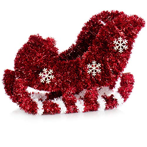 com-four® Trineo navideño - Recipiente Brillante para Dulces, Flores secas y pequeños obsequios - decoración de la habitación para Navidad y Adviento (01 Pieza - Trineo Rojo)