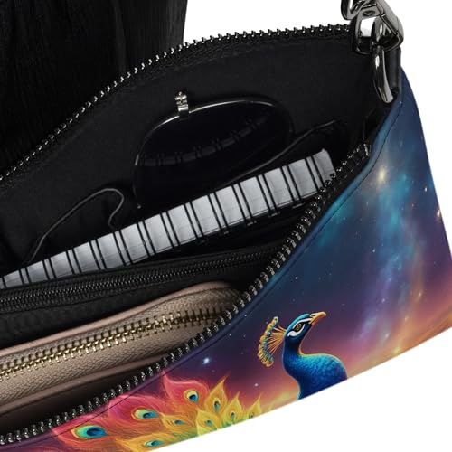 Peacock Purse - Rainbow Peacock Bird Crossbody Purse Converts to Wristlet or Shoulder Bag Faux Leather Fashion Accessory4