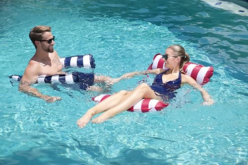 Image of Aqua Original 4-in-1 Monterey Hammock Pool Float & Water Hammock - Multi-Purpose, Inflatable Pool Floats for Adults - Patented Thick, Non-Stick PVC Material - Navy