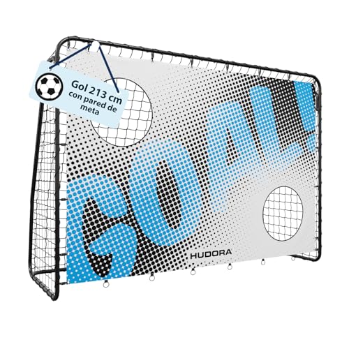 HUDORA Portería de Fútbol con Pared de GOL - Portería de fútbol Robusta para niños y Adultos al Aire Libre - Pared de Tiro con Dos Agujeros Reforzados - Goal