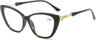 Reading Glasses, Fashion Cat Eye Reading Glasses, High-Definition Metal Eyeglasses Frames, Computer Anti Blue Light Eyewear (Color : Black, Size : +300) (Black 350)