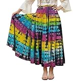 Agan Traders Women's 2026 Winter Tie-dye High Waistband Bohemian Maxi Skirt - A Line Flared Long Skirts for Women (61SK, Large, Rainbow 3)