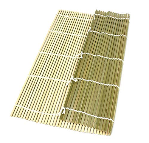 Craftacious Natural Green Bamboo Japanese Sushi Mat for Sushi Making Rolling (Brown)
