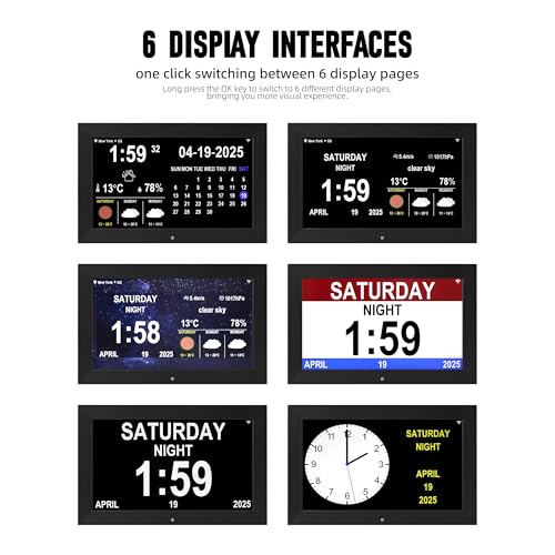 WiFi Clock with Date, Alarm, Weather, Temperature & Humidity Display – Auto Brightness, Multiple Alarms, suitable for the elderly and Alzheimer's patients. - Image 2
