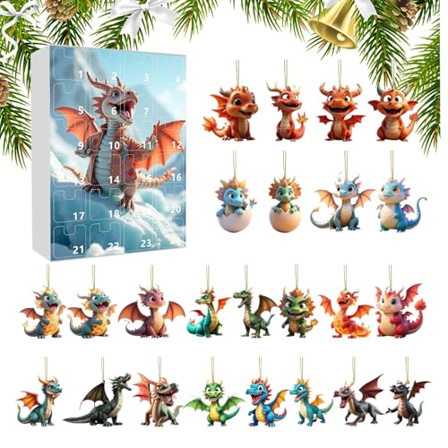 Dinosaurio Adviento de 10,23 pulgadas | acrílico colgante de Navidad | Accesorio decorativo ligero de Adviento | Atractivo colgante para el hogar, la oficina, la mochila del coche | Decoración
