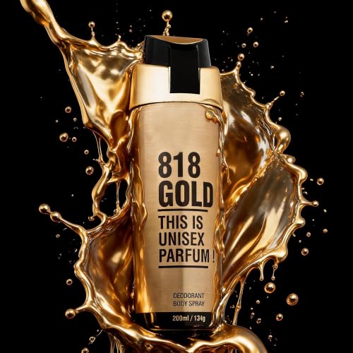 Image of HP 818 Gold Deodorant for Men, 200 ml | Luxurious, Rich - Amber scent eau de parfum | Long-lasting Men's perfume | Best for Special Occasions Gift For Brother | Gift For Friends