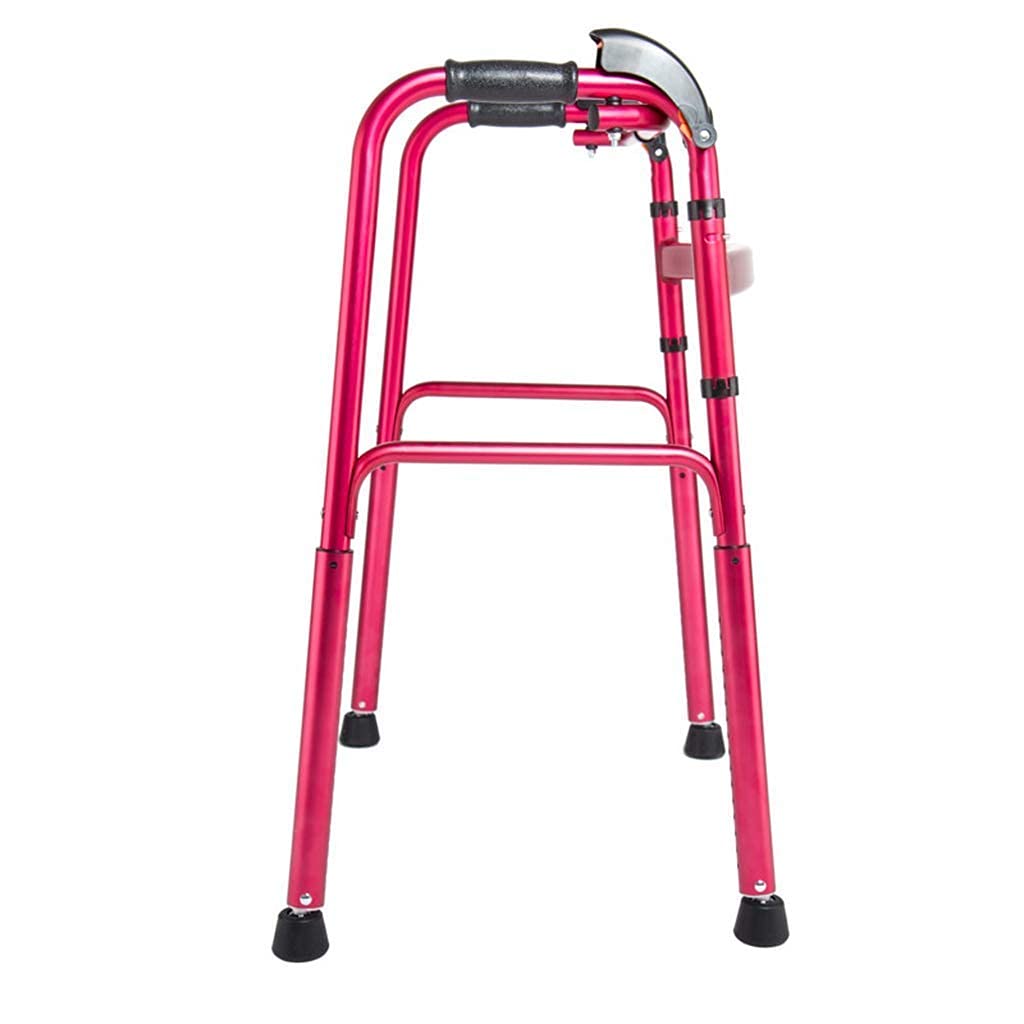 Andadores para Personas Mayores Andador Ligero Plegable para Ancianos sin Ruedas, reposabrazos Ajustable para Ancianos (aleación de Aluminio) (Rojo) Interesting