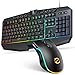 Gaming Tastatur mit Maus mit Kabel USB,Hiwings Ergonomische Tastatur Maus Set QWERTZ DEUTSCH mit Handballenauflage,19 Anti-Ghosting,Leise Tasten,RGB Gaming Keyboard/Maus mit 5 Tasten für PC/Gamer