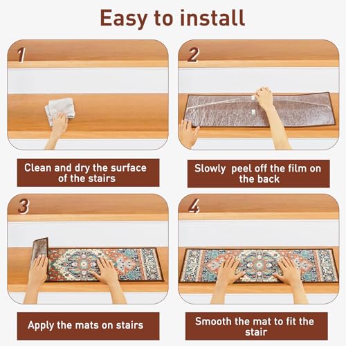 Stairtreadsforwoodenstepsindoor15pack8x30nonslipcarpetstairtreadswithreusableadhesiveforkidseldersanddogstprbackingstairrugsorientalstaircasesteptreadsbohemia Urban Country Home Decor Stair treads for wooden steps indoor 15 pack 8 x 30 non slip carpet stair treads with reusable adhesive for kids elders and dogs tpr backing stair rugs oriental staircase step treadsbohemia urban country home decor