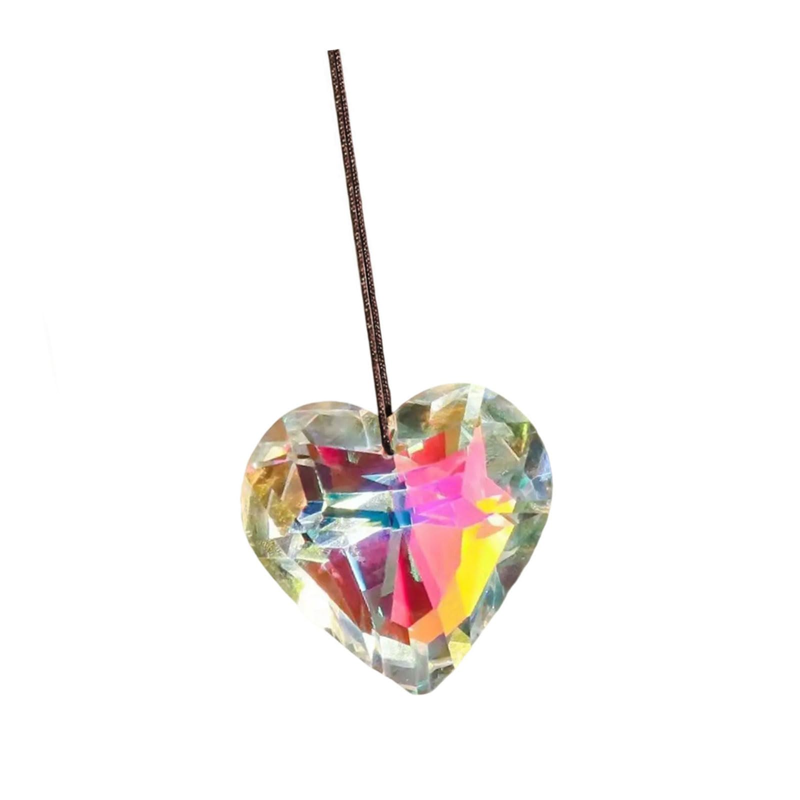 Laiousn Bright Love Heart Crystal Sun Catcher Hanging Ornaments For Enhancing Aesthetic Decors Home And Garden Space Car Hangings Heart Shape Crystal Decors