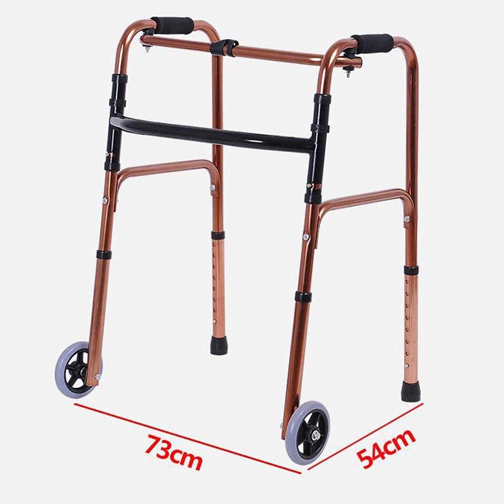 chodzik, Składana rama do chodzenia z podwójną podstawą, regulowana pomoc ze stopu aluminium dla starszych niepełnosprawnych seniorów, sprzęt rehabilitacyjny tęskni za(Without wheels)