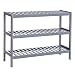 SONGMICS 3 Tier Shoe Rack Bamboo Wood Storage Shelf for Entryway Hallway Bathroom for Boots Heels Bag Holder Stand Organizer Gray UBCB03GY
