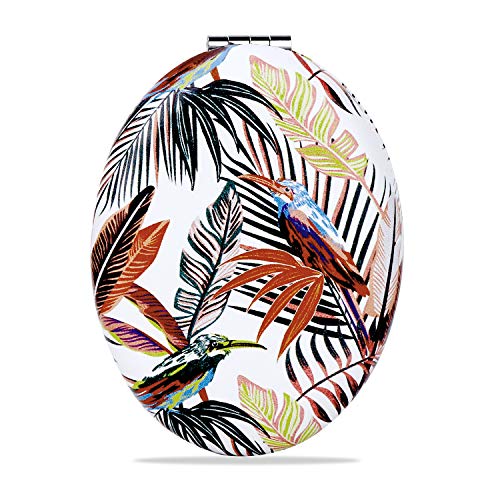 Nice Compact Vanity Mirror for Women Girls, Portable 1X/2X Magnifying Makeup Mirrors for Daily Work Home Office Travel, 2-Sided Oval Beauty Cosmetic Mirror Foldable Handheld for Pocket Handbag Wallet