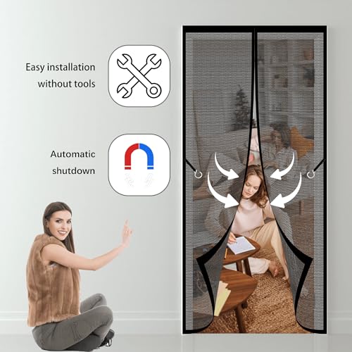 Rideau de porte antimoustique 192x264 cm blanc pour bloquer les insectes - 3