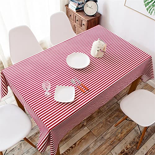 Nappes à rayures lavable coton rouge blanc nappe anti-tache - 5