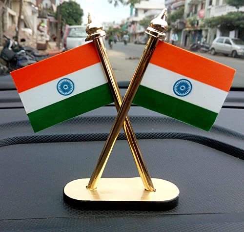 Indian (National) Double Sided Cross Design Indian Flag for Cars ...