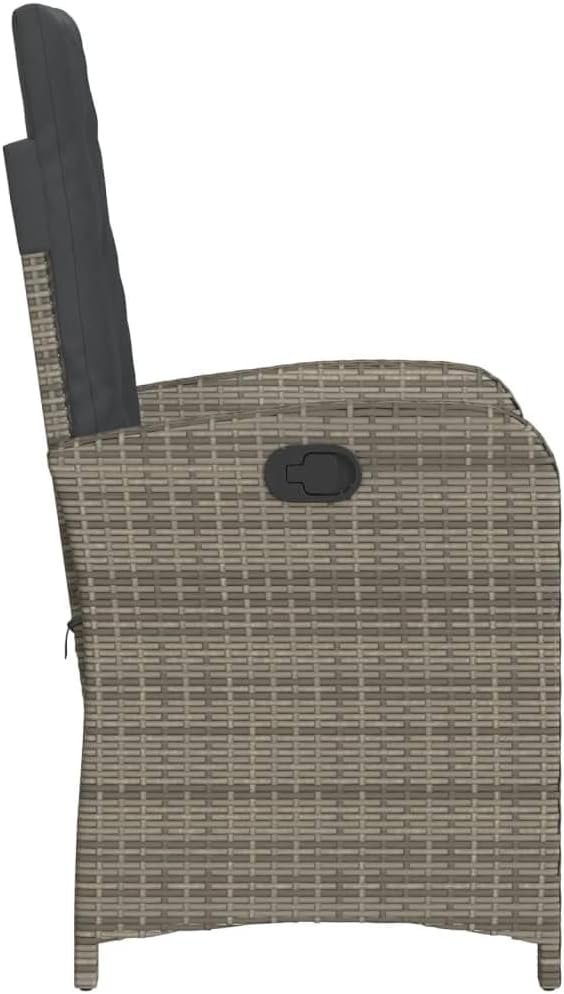 Reclining Patio Chairs 2 pcs with Cushions Gray Poly Rattan,Patio Dining Chairs,Garden Seat,Outdoor Chair for Outdoor Relaxation