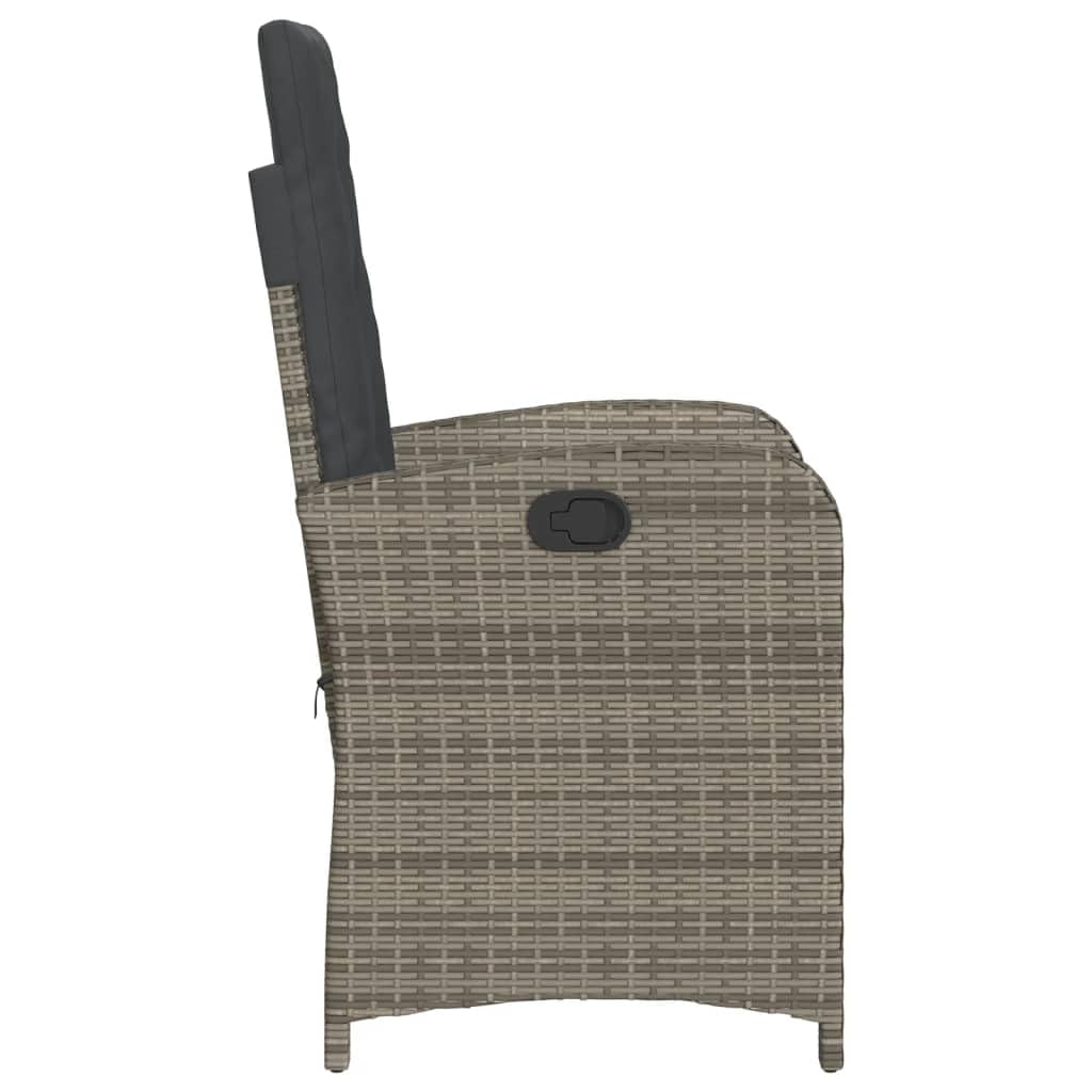 Poltrone reclinabile giardino e cuscini 2 pz rattan sintetico grigio sedie giardino esterno antiscivolo facile da montare mobili resistenti grigio