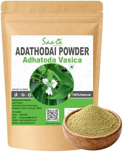 Saara HERBAL FRESH Adathodai Powder 50g | Vasaka | Adusa | Adalodakam Leaves Powder | Justicia Adhatoda | Malabar Nut | Adhatoda Vasica Powder (Pack of 1 X 50 g)